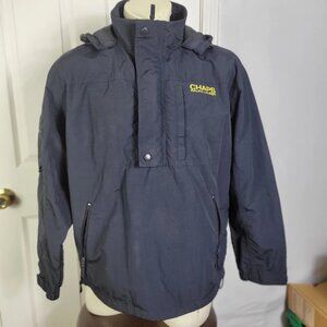Vintage Chaps Ralph Lauren Windbreaker Jacket Hooded 1/4 Zip M Black Pullover